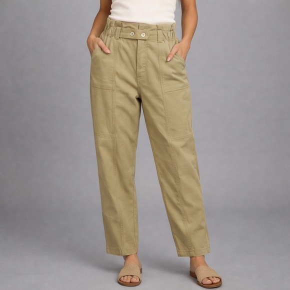 Elodie Pants - Anthropologie ELODIE Olive Khaki Cotton Pants Revolve High Rise Medium NWT